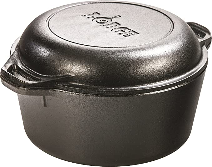 Lodge 5 Quart Cast Iron Double Dutch Oven