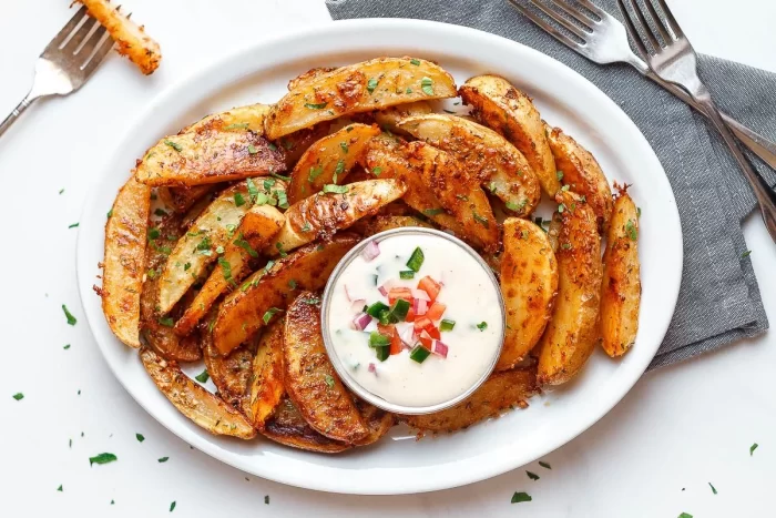 Crispy Baked Parmesan Garlic Potato Wedges Recipe